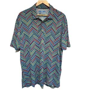 Ibkul Performance Golf Polo Men's XL Retro‎ Stripes Colorful Funky Loud UPF 50+